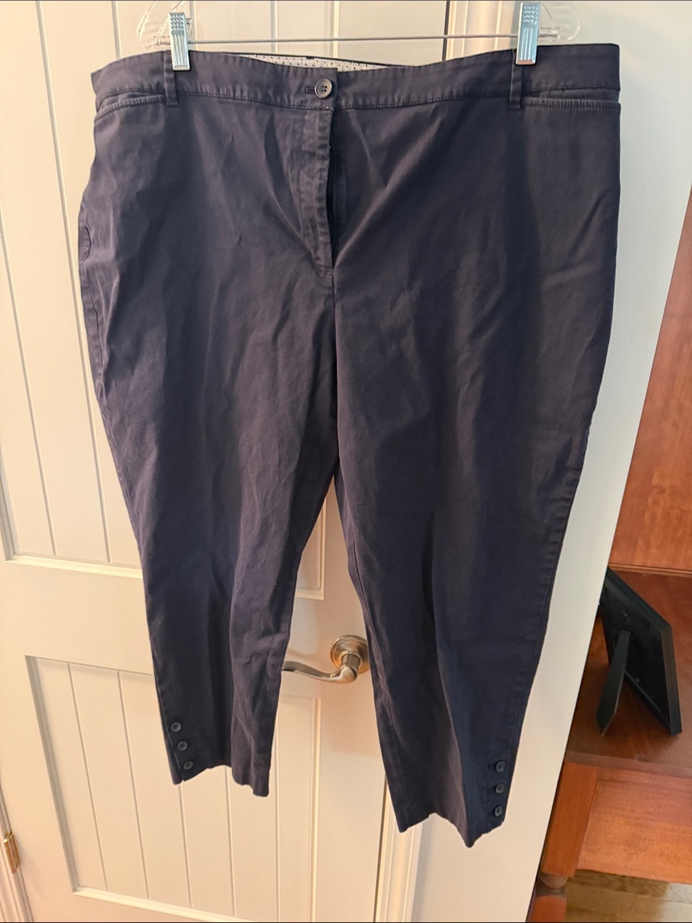 Talbots Navy Capri Pants with Button Hem
